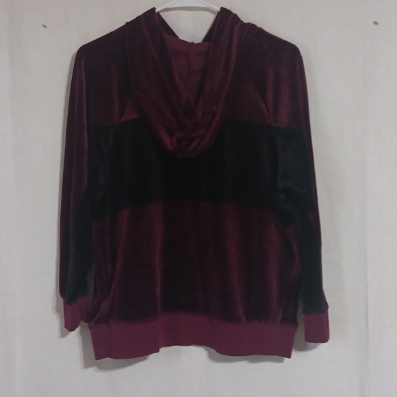 Champion Burgundy Black Colorblock Velour Hoodie Size Small - Picture 5 of 5